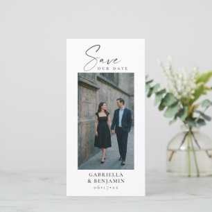 Reserva La Fecha Elegante código QR de foto guión Boda Alto Blanco 