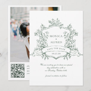 Reserva La Fecha Elegante código QR de la Boda del Jardín Francés S