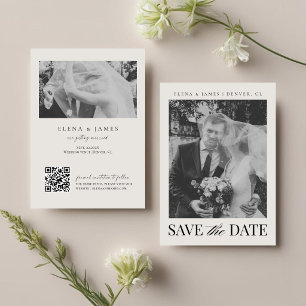 Reserva La Fecha Elegante código Qr Monograma en Blanco y Negro par