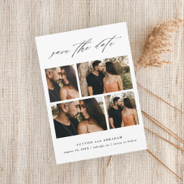 Reserva La Fecha Elegante Colaje de Fotos de Boda con Letra Script