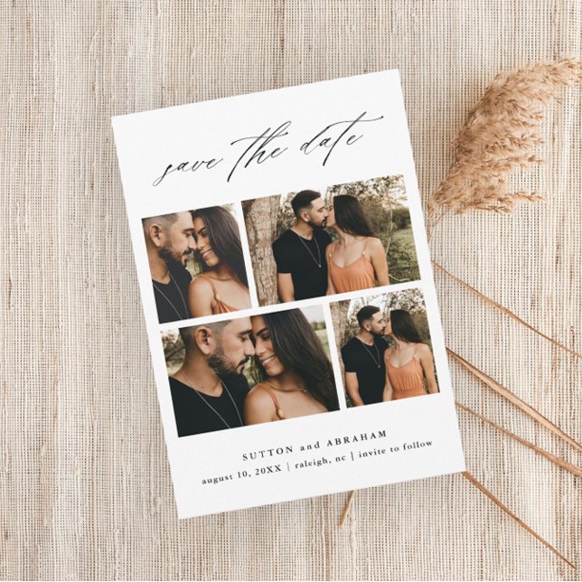 Reserva La Fecha Elegante Colaje de Fotos de Boda con Letra Script (Subido por el creador)