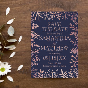 Reserva La Fecha Elegante colección de Bodas florales de Rosa y mar