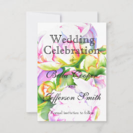 Reserva La Fecha Elegante color de agua floral de peonia blanca ros