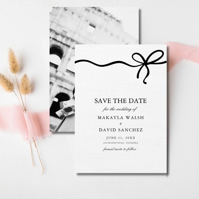 Reserva La Fecha Elegante Coquette Bow Photo Wedding Salva la fecha (Elegant Coquette Bow Photo Wedding Save the Date)