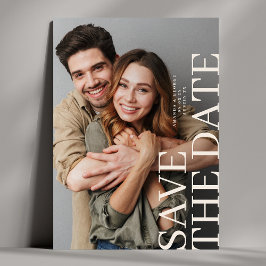 Reserva La Fecha Elegante Cream Script 2 Photo Boda