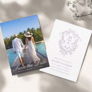 Reserva La Fecha Elegante cresta floral de lavanda francesa para bo