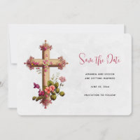 Elegante cruz con flores rosas