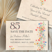 Elegante cumpleaños 85 - Diseño de flores silvestr