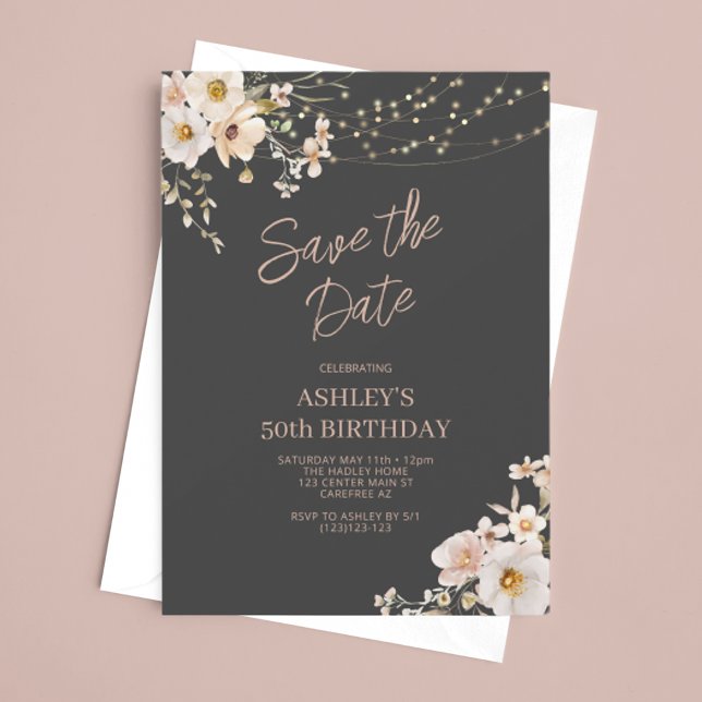 Reserva La Fecha Elegante cumpleaños de adultos florales (Subido por el creador)