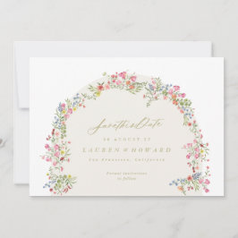 Reserva La Fecha elegante dainty floral arco primavera foto de boda