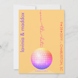 Reserva La Fecha Elegante disco Naranja de bolas y Boda rosado cali