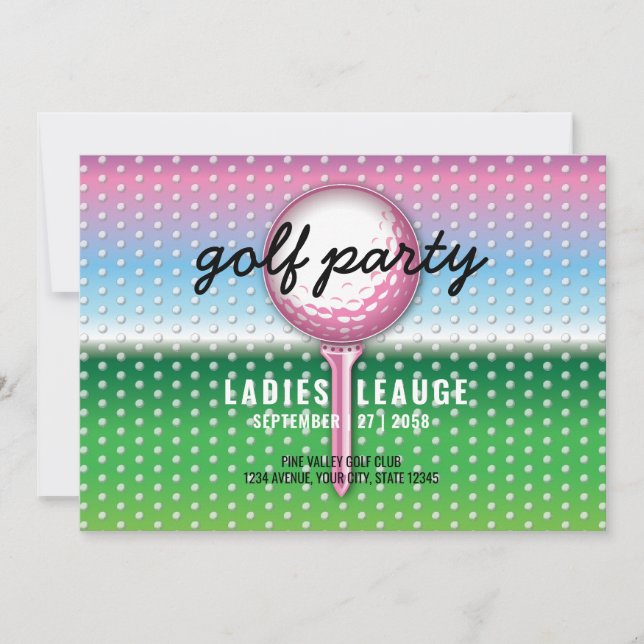Reserva La Fecha Elegante diseño de Fiesta de golf para damas (Anverso)