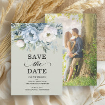 Elegante Dusty Blue Marfil Floral Sage Green Photo