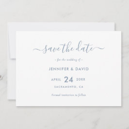 Reserva La Fecha Elegante Dusty Blue Script Wedding Guardar La Fech