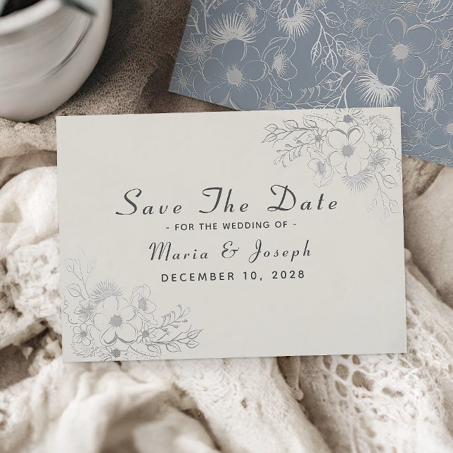 Reserva La Fecha Elegante Dusty Blue Winter Wedding Save Date (Subido por el creador)
