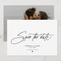 Elegante Escritura Moderno Minimalista Foto Boda