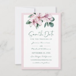 Reserva La Fecha Elegante Eucalipto de color de agua rosa y turbio