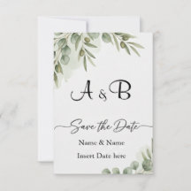 Elegante Eucalyptus acuarela "Save the Date" Mono