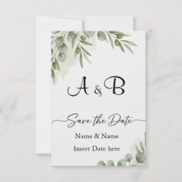 Reserva La Fecha Elegante Eucalyptus acuarela "Save the Date" Mono