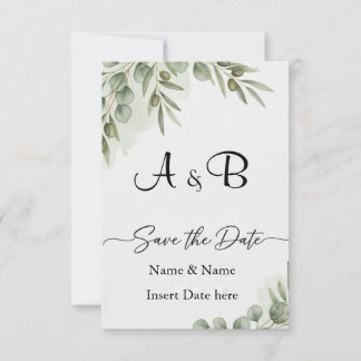Reserva La Fecha Elegante Eucalyptus acuarela "Save the Date" Mono