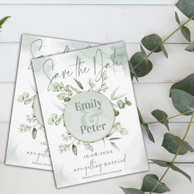 Reserva La Fecha Elegante Eucalyptus deja al Boda de la vegetación (Subido por el creador)