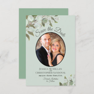 Reserva La Fecha Elegante Eucalyptus Greenery & Photo Mint Boda