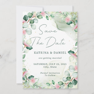 Reserva La Fecha Elegante Eucalyptus Watercolor