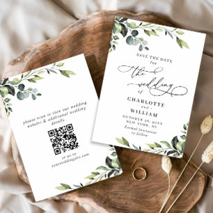 Reserva La Fecha Elegante Eucalyptus Watercolor Floral Boda