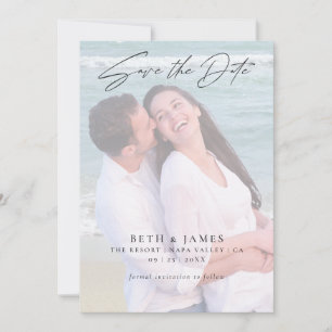 Reserva La Fecha Elegante Faux Vellum Photo Wedding