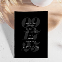 Elegante fecha para guardar en blanco y negro tend