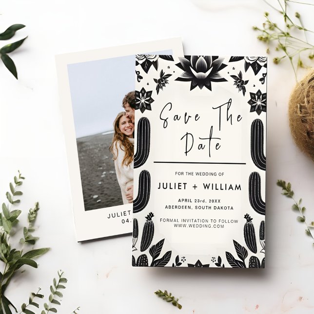 Reserva La Fecha Elegante Fiesta Cactus Boda Floral Mexicano (Subido por el creador)