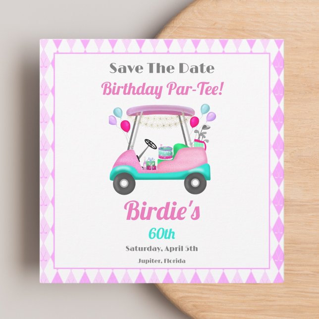 Reserva La Fecha Elegante Fiesta de golf femenina Cart Cumpleaños (Subido por el creador)