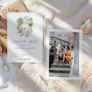 Reserva La Fecha Elegante Finca Escudo de Boda Personalizado