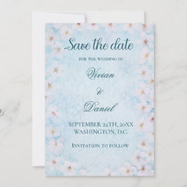 Reserva La Fecha Elegante flor de cerezo azul salva al Boda de cita