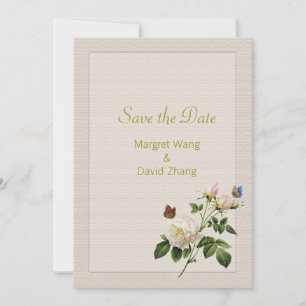 Reserva La Fecha Elegante flor de rosa blanco vintage salva la fech