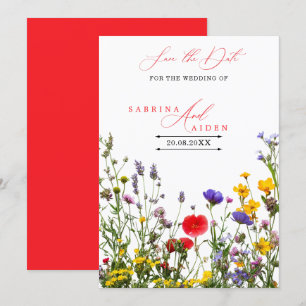 Reserva La Fecha Elegante Flor Salvaje Floreciente Boda Jardín