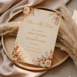 Reserva La Fecha Elegante Floral Cosecha Cálida