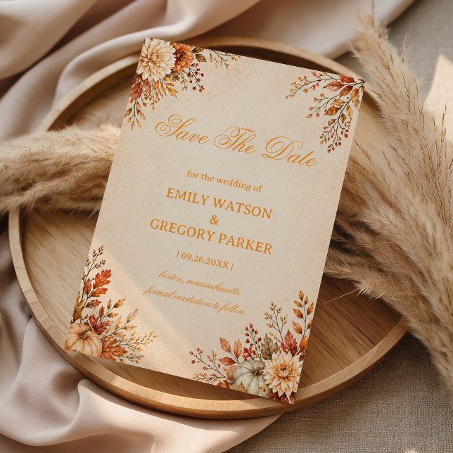Reserva La Fecha Elegante Floral Cosecha Cálida (Subido por el creador)