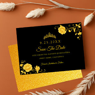 Reserva La Fecha Elegante Floral Dorado Minimalista Quinceañera