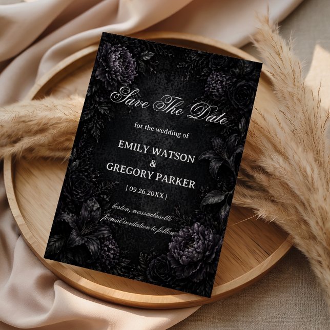 Reserva La Fecha Elegante Floral Gótico Oscuro (Subido por el creador)