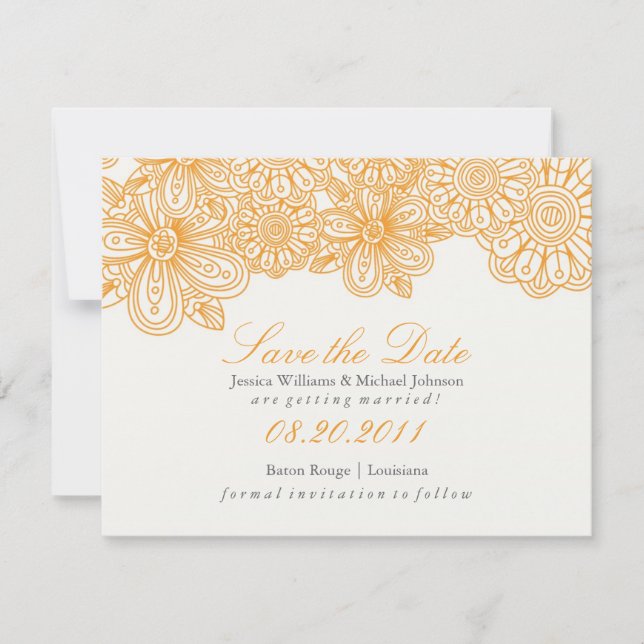 Reserva La Fecha Elegante Floral Guardar la fecha (Anverso)