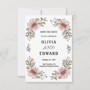 Reserva La Fecha Elegante Floral Guardar la Fecha Boda