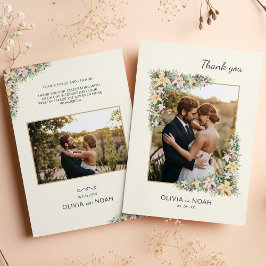 Reserva La Fecha Elegante Floral Romántico de Agradecimiento Foto
