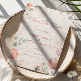 Reserva La Fecha Elegante Floral Rosado