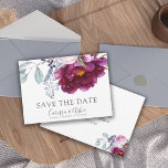 Reserva La Fecha Elegante Floral Verde Violeta Roja Salva La Fecha<br><div class="desc">Una acuarela floral botánica exuberante y elegante salva la invitación boda de dátiles en tonos de violeta roja y rosa con vegetación vegetal. El tipo de guión contrastaba con la tipografía serif clásica y atemporal. Elegancia moderna.</div>