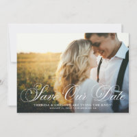 Elegante Flourish Script Photo Save Our Date