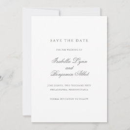Reserva La Fecha Elegante Formal Simple Boda Sin Foto Gris
