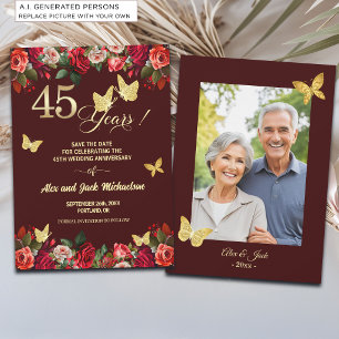 Reserva La Fecha Elegante Foto de Aniversario de Boda de Oro 45