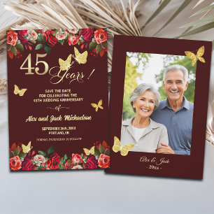 Reserva La Fecha Elegante Foto de Aniversario de Boda de Oro 45