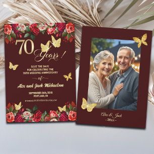 Reserva La Fecha Elegante Foto de Aniversario de Bodas de Oro 70 en